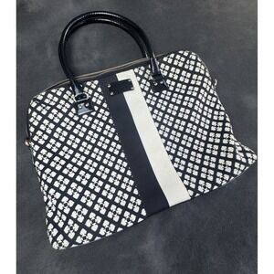 Kate Spade Spade Link Medium Tote Bag Black White Canvas Logo Laptop Work Bag